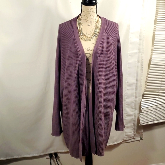 Ella Sweaters - Ellos Chunky Knit Purple open cardigan Size 2XL